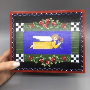 Artizan artist hand painted Jewelry Trinket Box